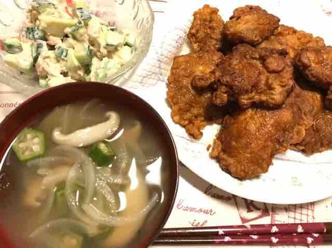 コストコ鶏むね肉の唐揚げ定食